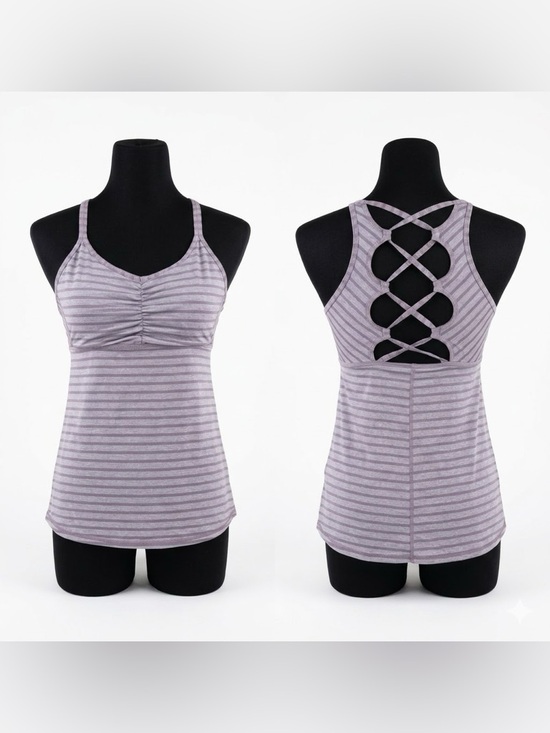 Prana Tops - PrAna Filament Yoga Lavender Stripe Crisscross Back Tank Size Medium NWOT